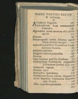 Index Tertius Rerum & verborum.