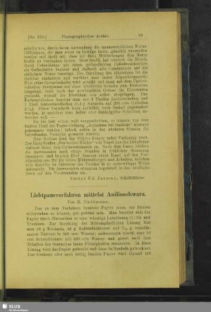 Lichtpausverfahren mittelst Anilinschwarz