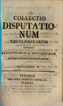 Collectio nova dissertationum theologicarum imprimis exegeticarum et historicarum notabiliorum excerptarum. Fasc. II.