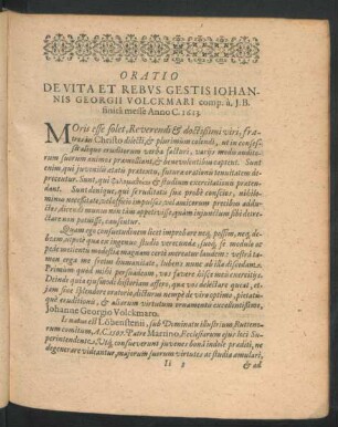 Oratio De Vita Et Rebus Gestis Iohannis Georgii Volckmari ...