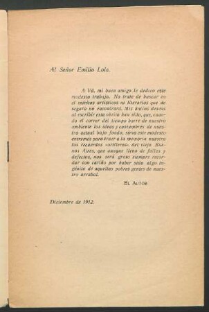[Dedicatoria] Al Señor Emilio Lola