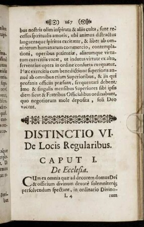 Distinctio VI. De Locis Regularibus.