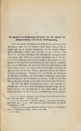 Zwingli's Stellung zur Schrift