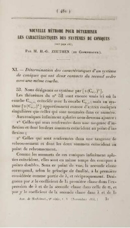 Nouvelle méthode pour déterminer les caractéristiques des systèmes de coniques.