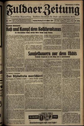 Erste Ausgabe vom Sonntag, den 18. Oktober 1936.