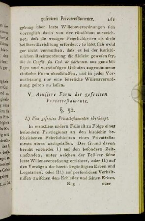 V. Aeussere Form der gefreiten Privattestamente