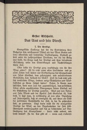11-35, Erster Abschnitt. Das Amt und sein Dienst