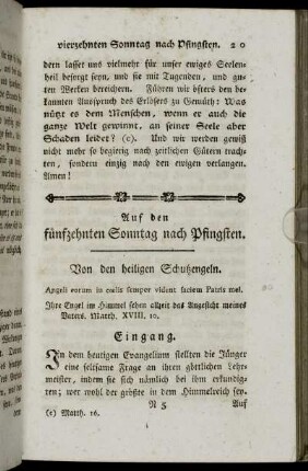 Auf den fünfzehnten Sonntag nach Pfingsten.