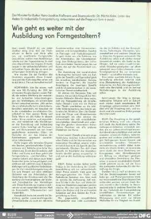 Wie geht es weiter mit der Ausbildung von Formgestaltern? (Interview)