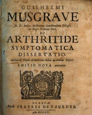 De Arthritide Symptomatica dissertatio