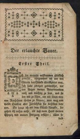 Der erlauchte Bauer. Erster Theil.