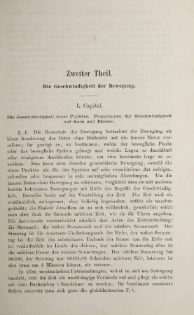 Zweiter Theil. Die Geschwindigkeit der Bewegung.
