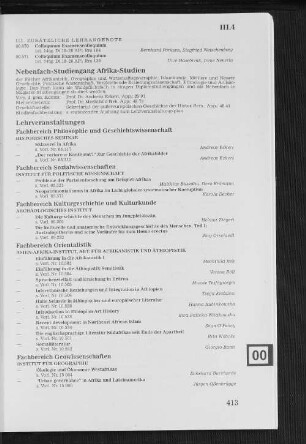 Nebenfach-Studiengang Afrika-Studien