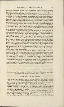 Account of the Earthquake in Chili