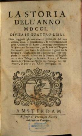 La storia : dell'anno .... 1750