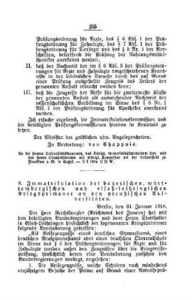 Immatrikulation der bayerischen, württembergischen und elsaß-lothringischen Kriegsprimaner an den preußischen Universitäten : [B. Universitäten]