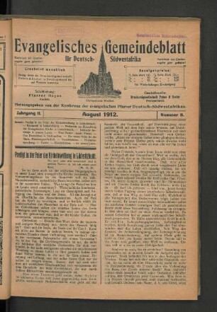 Jahrgang II. August 1912. Nummer 8.