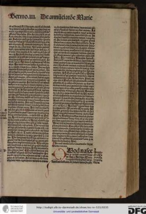 De eadem annuntiatione et incarnatione filii dei. Sermo tertius.