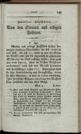 Zwölfter Abschnitt. Von den Steinen und erdigen Fossilien.