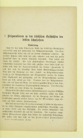 I. Präparationen zu den biblischen Geschichten des dritten Schuljahres