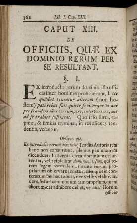 Caput XIII. De Officiis, Quæ Ex Dominio Rerum Per Se Resultant.