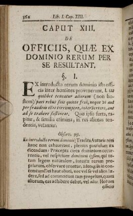 Caput XIII. De Officiis, Quæ Ex Dominio Rerum Per Se Resultant.