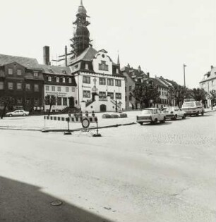 Waldenburg (Sachsen), Marktplatz mit Rathaus, Blick nach Süden