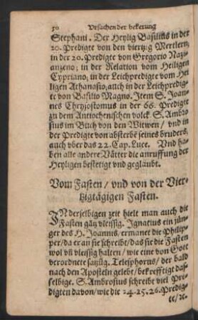 Vom Fasten/ und von der Viertzigtägigen Fasten.