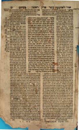 Talmud bavli : ʿim perushi[m] ṿe-tosafot u-fisḳe tosafot ṿe-Rabenu Asher u-fisḳe ha-Rosh u-ferush ha-mishnayot me-ha-Rambam z.l.. 3, Masekhet Pesaḥim