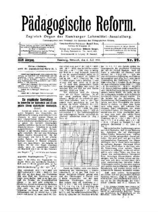 Die graphische Darstellung im Unterricht der Volksschule und die graphische Lösung algebraische Gleichungen : (Schluß)