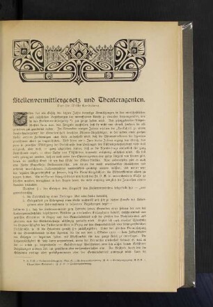 Stellenvermittlungsgesetz und Theateragenten