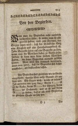 Von den Begierden.