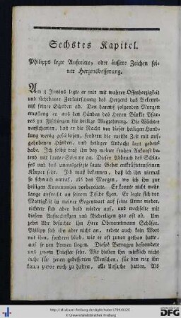 Sechstes Kapitel. Philipps lezte Auftritte, oder äußere Zeichen seiner Herzensbesserung.