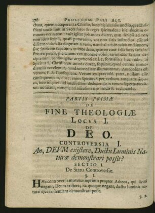 Partis Primae De Fine Theologiae Locus I. - Locus VI.