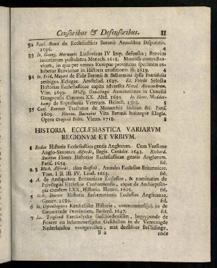 11-18, Historica Ecclesiastica Variarum Regionum et Urbium.