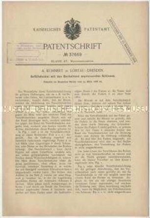 Patentschrift eines Gefäßdeckels mit den Deckelrand anpressenden Schienen, Patent-Nr. 37669