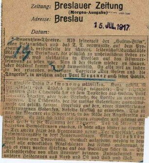 Kritik aus Breslauer Zeitung (15.07.1917)