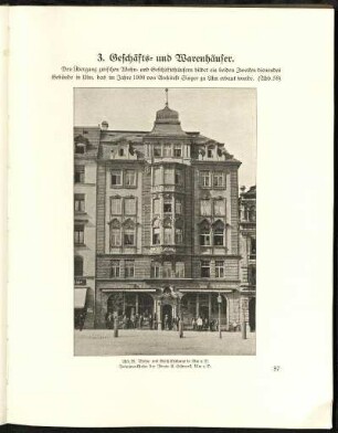 Abb. 58. Wohn- und Geschäftshaus in Ulm a. D. Betonwerksteine der Firma E. Schwenk, Ulm a. D.