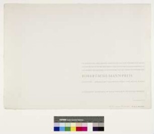 Urkundenvordrucke für die Kunstpreise der Stadt Düsseldorf