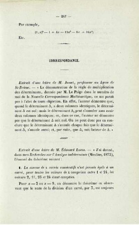 Correspondance.
