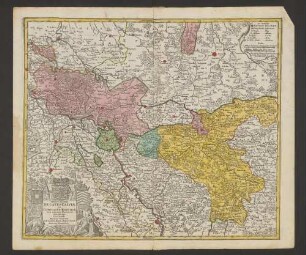 Nova Et Accurata Ducatus Cliviae Et Comitatus Marchiae Cum Finitimis Provinciis Delineatio : Cum Gratia et Privil. S. R. I. Vicariatus in partibus Rheni, Sueviae et Iuris Franconici