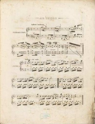 Suisse & Tyrol : deux airs favoris suivis de rondos ; variés pour le piano ; op. 89, 2. Air Suisse