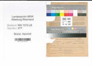 Entnazifizierung Heinrich Brand , geb. 27.10.1891 (Obersteuerinspektor)