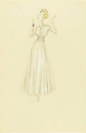 Dame in weißem Abendkleid