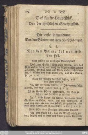 Das fünfte Hauptstück. Von der christlichen Gerechtigkeit.