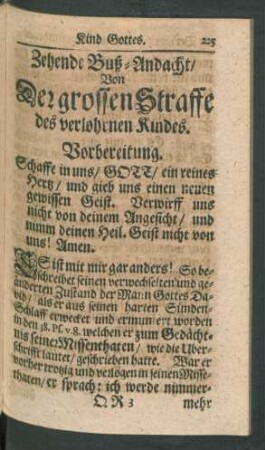 Zehende Buß-Andacht/ Von Der grossen Straffe des verlohrnen Kindes