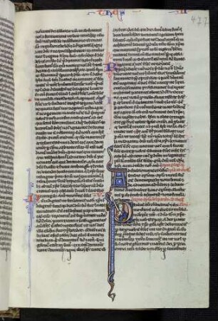 Historisierte Initiale (Epistola Pauli VI): P(aulus): heiliger Paulus. Profilblattranken als Ablaufmotiv.