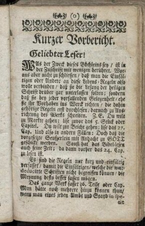 Kurzer Vorbericht.