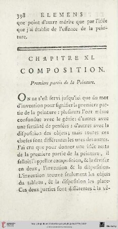 Chap. XI. : De la composition. Première partie de la peinture