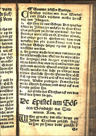 De Epistel am Sösten Söndage na Trinitatis. Rom. vj. [Euangelion am Sösten Söndage na Trinitatis Matt. v.]